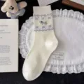Chaussettes mi-hautes blanches chiot femme, printemps été respirant style préppy longues chaussettes. - Taille Unique (35-40) / Dalmatien