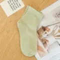 Chaussettes mi-hautes en coton vert clair pour femmes, style japonais minimaliste élégant - Taille Unique (35-40) / Vert clair