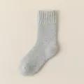 Winter thick wool blend mid-tube solid color terry socks for women, cozy and warm daily wear. - 35% Wool Content (Size 34-40) / Light Gray