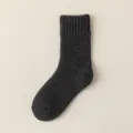 Thick wool winter socks, solid color mid-tube thermal knitted socks for women daily warmth. - 35% Wool Content (Size 34-40) / Dark Gray