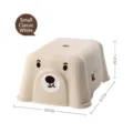 Taburete de oso de plástico blanco roto, diseño antideslizante reforzado, 22x31x14cm - Pequeño / Blanco