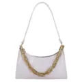 Elegante bolso de hombro blanco con patrón de cocodrillo y cadena dorada para mujer. - 23x14x6cm / Blanco