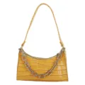 Elegante bolso de hombro amarillo con estampado de cocodrilo y cadena de plata gruesa - 23x14x6cm / Amarillo