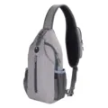 Durable grey heather outdoor chest bag featuring mesh side pocket and padded strap - 15 Inch / Light Gray