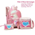 Pink sequin 3-piece backpack set including shoulder bag and pouch for girls - Large 3-Piece Set / Pink