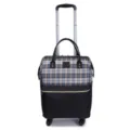 Checkered Oxford cloth rolling travel bag with spinner wheels and telescopic handle - Single Trolley Bag / 18 Inch / Beige Plaid