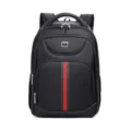 Mochila profesional negra para portátil de hombre con detalle de rayas rojas y verdes - Estilo de Cinta Roja Verde 3203 (3203) / Negro