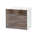 White desktop storage organizer with four transparent drawers for office and home use. - Transparent Coffee