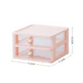 Scatola portaoggetti da scrivania rosa a 2 livelli con manico a orsetto, organizer in plastica - Rosa-Doppio Strato