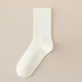 Chaussettes crew en laine épaisse unie pour hommes en blanc pur pour la saison d'hiver. - Taille Unique (39-43) / Blanc