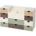 Organisateur de bureau multicolore avec tiroirs blancs pour cosmétiques et bijoux - Marron Vert