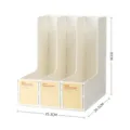 Plastic 3-tier desktop file organizer magazine rack office storage box stand holder - White