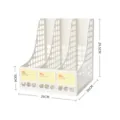 White plastic 3-tier desktop file organizer and magazine storage rack with dimensions. - Without Storage Box Style / White (No Storage Box)