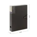 Large capacity plastic document file box with elastic band closure and side extraction hole for office. - Solid Coffee / Spine Width 58mm