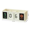 Organizador de escritorio crema minimalista con calendario perpetuo manual y dimensiones - Portabolígrafos Calendario / Con Juego de Cartas / Blanco