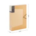 Large capacity transparent plastic file storage box with elastic band and extraction hole. - Transparent Khaki / Spine Width 58mm