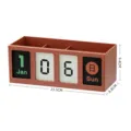 Organizador de escritorio multifuncional con calendario perpetuo en terracota, de 23,5 cm - Portabolígrafos Calendario / Con Juego de Cartas / Rojo