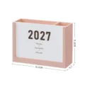 Rosa Schreibtisch Organizer Stiftehalter mit 2027 Kalenderkarte fuer moderne Buero Aufbewahrung. - Rosa