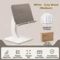 Adjustable white reading stand with grey wood board, medium size variant - Gray Wood Board / A5 Medium