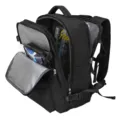 Large capacity black travel backpack with waterproof pocket and multiple compartments. - Vertical Single Zipper / Black