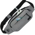 Versatile gray sports waist bag with large capacity, multiple zippers, and headphone port. - Light Gray
