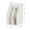 White minimalist desktop file organizer and bookend with two compartments for storage - White