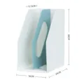 Vertical desk file holder and book organizer 30cm height in white and blue finish - White-blue partition