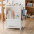 White 3-tier movable plastic storage cart with bottom drawer and side hook for backpack - Triple Layer / Mobile Style (With Bag Hook) / White