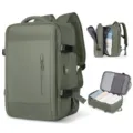 Mochila de viaje grande verde con compartimentos abiertos mostrando el espacio interior - Army Green (Single Vertical Zipper Front Pocket)