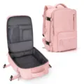 Large capacity multi-functional travel backpack for women in stylish light pink color - Vertical Single Zipper Style / Pink