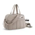 Large beige quilted gym bag with independent shoe compartment and toiletry kit - Brown