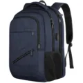 Großer marineblauer Business-Laptop-Rucksack mit externem USB-Ladeanschluss für Herren - Dunkelblau