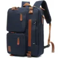 Mochila multifuncional para portátil de gran capacidad en azul marino con detalles en cuero - Estilo de Nylon / 15.6" / Azul