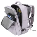 Large capacity purple travel backpack featuring a waterproof dry wet separation pocket - Vertical Single Zipper Style / Light Purple
