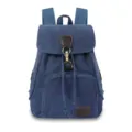 Vintage blue canvas backpack for women, lightweight casual outdoor travel rucksack. - Blue