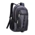 Modern grey and black nylon school backpack for students featuring multiple zipper pockets - Gray