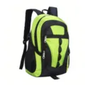 Durable lime green and black Korean style nylon backpack for students and casual travel - Green