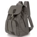 Vintage grey canvas backpack for women, lightweight casual outdoor travel rucksack - Gray