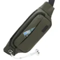 Waterproof olive green sports fanny pack with earphone hole and zipper pocket - PU Army Green