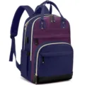 Elegante zaino per laptop da donna viola e blu ad alta capacità per viaggi e scuola - Blu scuro e Viola