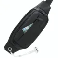 Black multifunctional sports waist bag with earphone hole and multiple zipper pockets - PU-Black