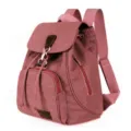 Vintage rose pink canvas backpack for women, ultra-light casual outdoor travel schoolbag. - Rose Red