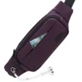 Ergonomic purple sports fanny pack with earphone jack and functional front card pocket - PU Dark Purple