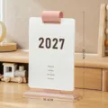 Calendario da tavolo creativo 2027 rosa per piano di autodisciplina con dimensioni - Set Calendario / Rosa