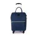 Bolsa de viaje de tela Oxford azul marino premium con 4 ruedas multidireccionales - Bolsa de Trolley Individual / 18 Pulgadas / Azul Sólido