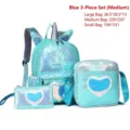 3-piece blue sequin backpack set for girls with iridescent unicorn horn and heart details - Medium 3-Piece Set / Blue