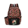 Large floral backpack with rose print and matching pouch - Black Rose Print