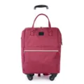 Bolso de viaje de tela Oxford color burdeos con cuatro ruedas y asa telescópica - Bolsa de Trolley Individual / 18 Pulgadas / Wine Red