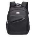Mochila negra moderna para portátil de negocios para hombre con diseño de bolsillo frontal - Estilo de Cremallera Inclinada (6004) / Negro