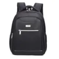 Mochila de negocios para portátil en color negro para hombre con elegante placa de metal - Estilo de Bolsillo Transversal con Cremallera Metálica (6005) / Negro